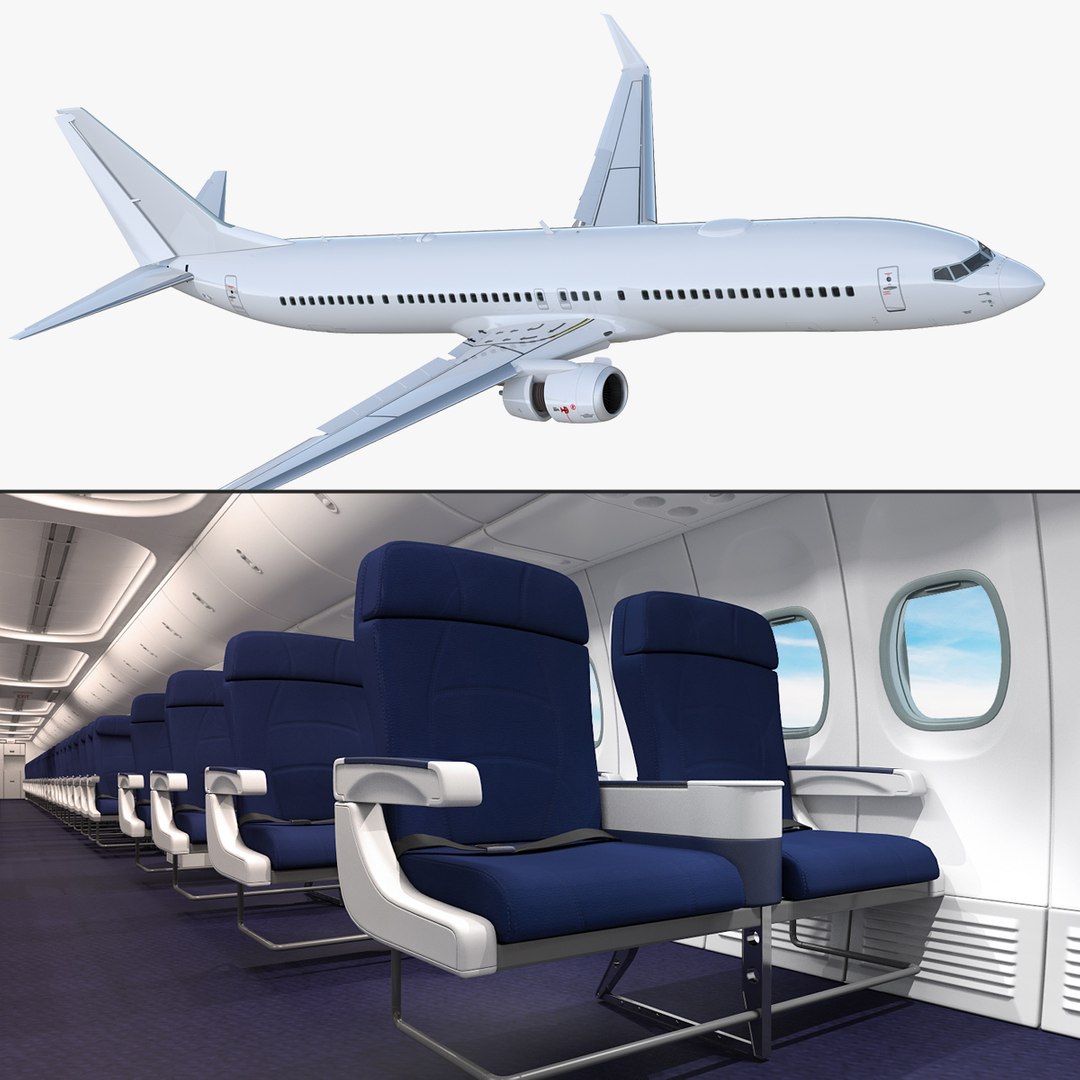 Boeing 737-900 with Interior and Cockpit Generic Rigged 3D Model 3D model preview