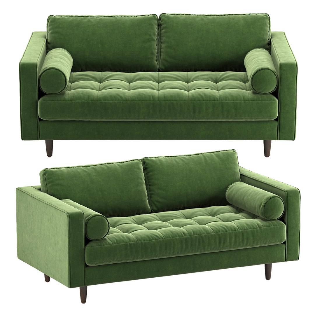 斯文草绿色沙发3d模型