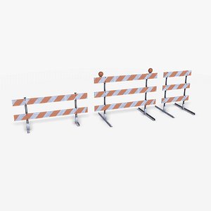 3D Traffic Barricade Low-poly PBR
