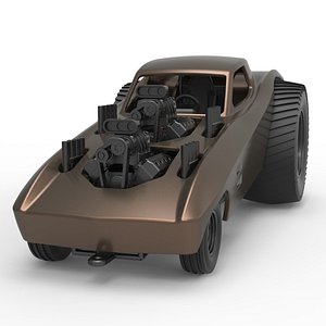 Diecast Pulling truck 2wd with Car shell Version 2 Scale 1 to 25 3D model