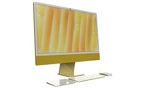 Apple iMac M4 Chip 2024 Yellow 3D model