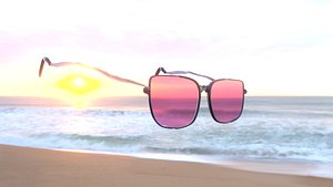 3D beach sunglasses red model