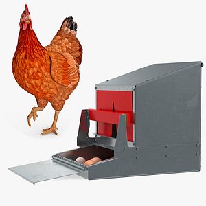 3D Rigged Chicken with Rollaway Nest Box Collection for Cinema 4D