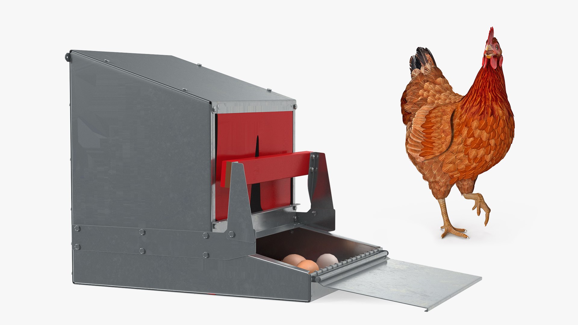 Rigged Chicken with Rollaway Nest Box Collection for Cinema 4D 3D model preview