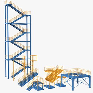 Industrial stair and platforms 3D model