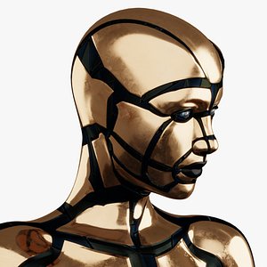 Rigged GOLDEN ANDROID Female 3D model