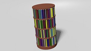 3D Circular Book Shelf OBJ and BLEND