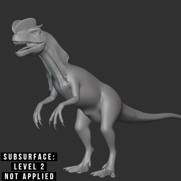 3D Dilophosaurus Basemesh Low Poly