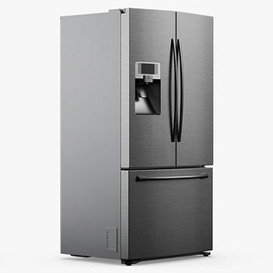 Modern Refrigerator With Ice And Water Dispenser 3D model