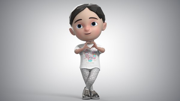 3D Toon Girl Character PBR model