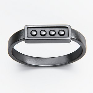 Minimalist Four-Dot Bar Ring - Clean Geometric 3D Print Model 3D model
