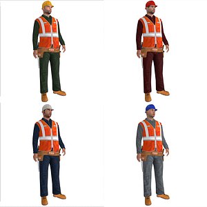 3d model pack rigged worker biped man