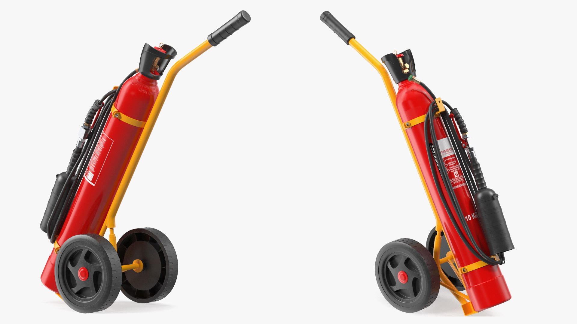 CO2 Trolley Type Fire Extinguisher 10Kg 3D model preview