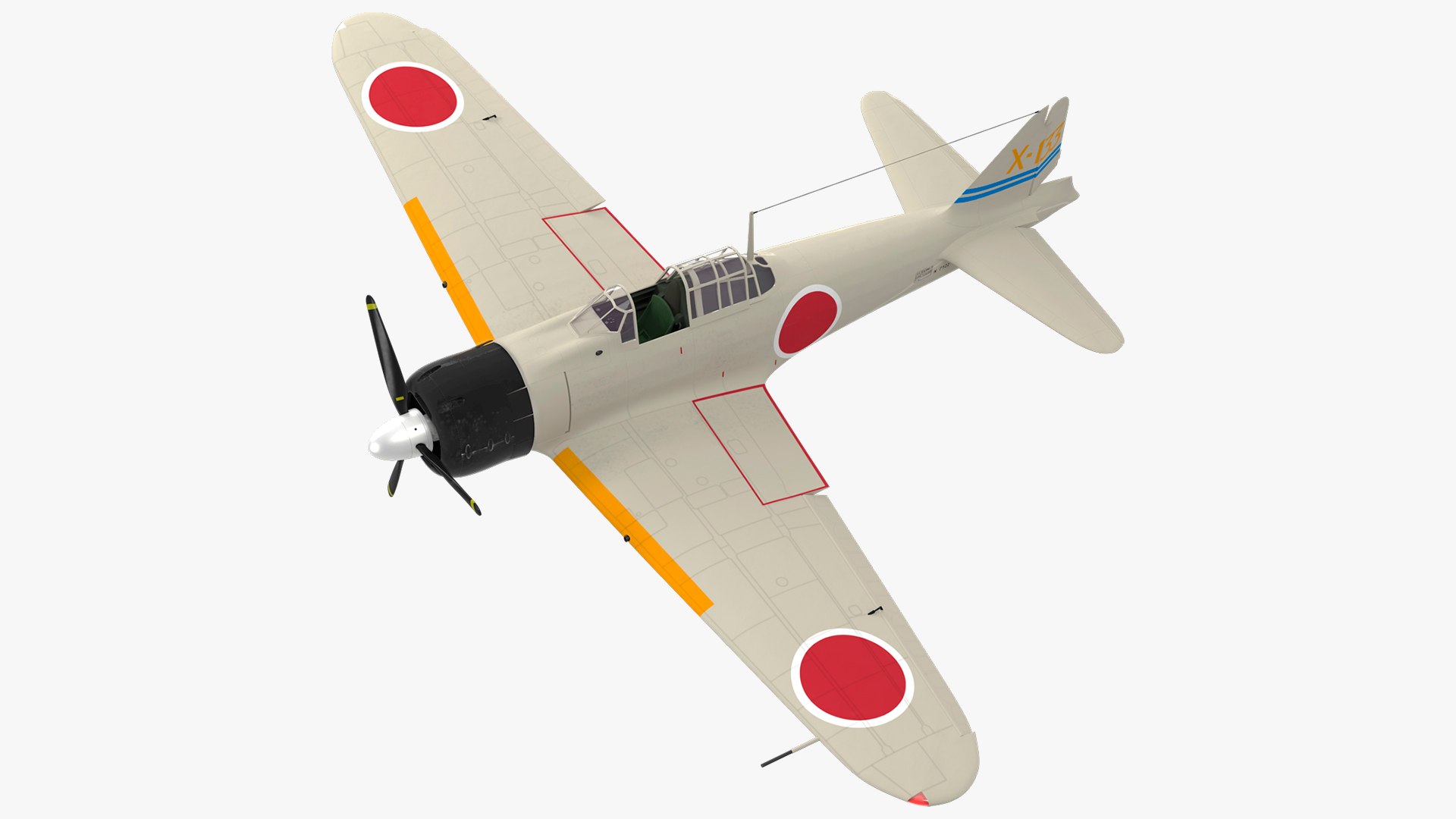 Mitsubishi A6M Zero Zeke Rigged 3D model preview