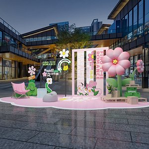 3D Spring Flower Display Modern Spring and Summer Market Stall Layout Spring Warm Flowers Blooming Mark