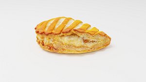 3D Patty pasty or roll with apple filling or stuffing
