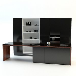 3d model modern kitchen black