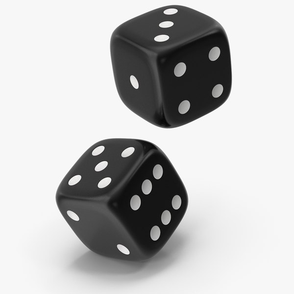 3D Black Falling Dice model