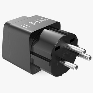 3D model Electrical Plug Type H Adapter Black