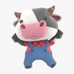 3D Cute Cow 3D Illustration
