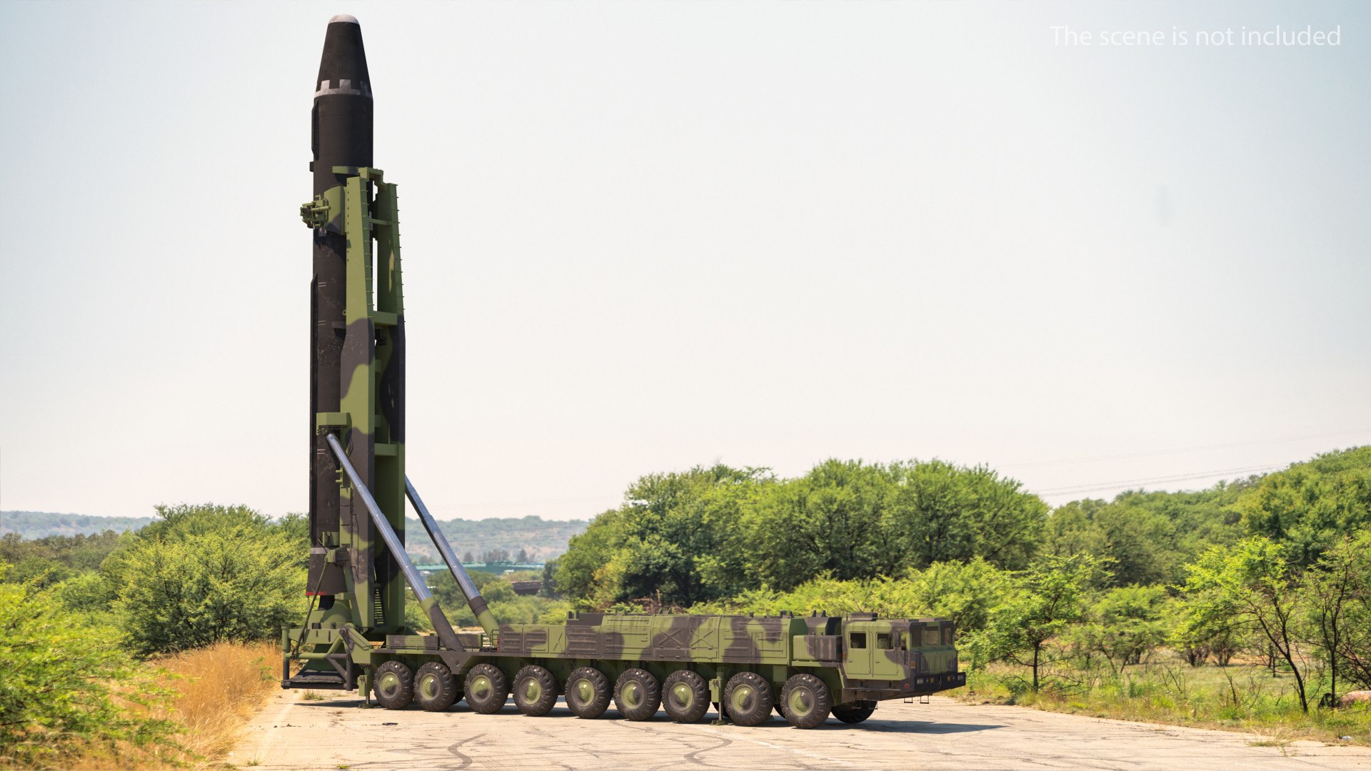 Transporter Erector Vehicle Hwasong-15 with Intercontinental Ballistic Missile Dirty Rigged 3D model preview