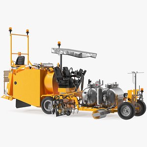 3D Road Line Marking Machine Rigged for Maya