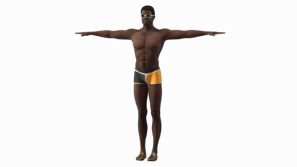 Afro American Man in Swimwear T Pose 3D model - TurboSquid 1747032