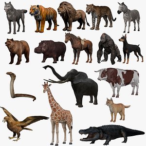 Ultimate Animal Bundle 17 Species Fully Rigged Game Ready with Fur