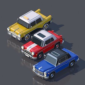 3D Lowpoly Cars Group 1 model
