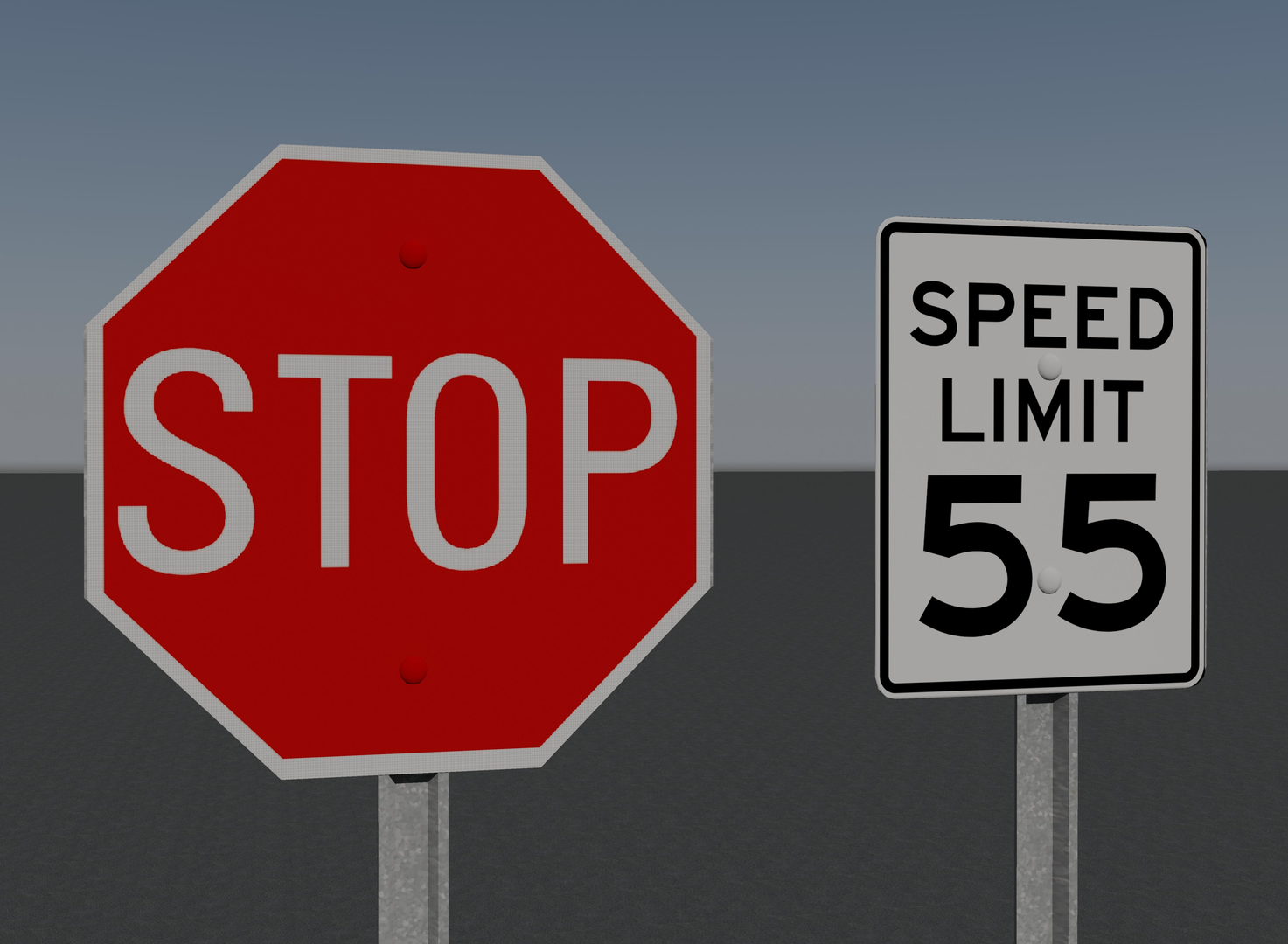 3d model road signs traffic lights