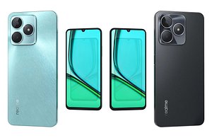 3D Realme C51s Black And Blue Low Poly