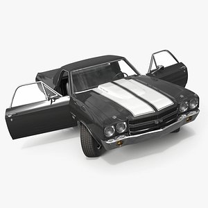 3D 1970 Chevrolet El Camino SS Black Rigged