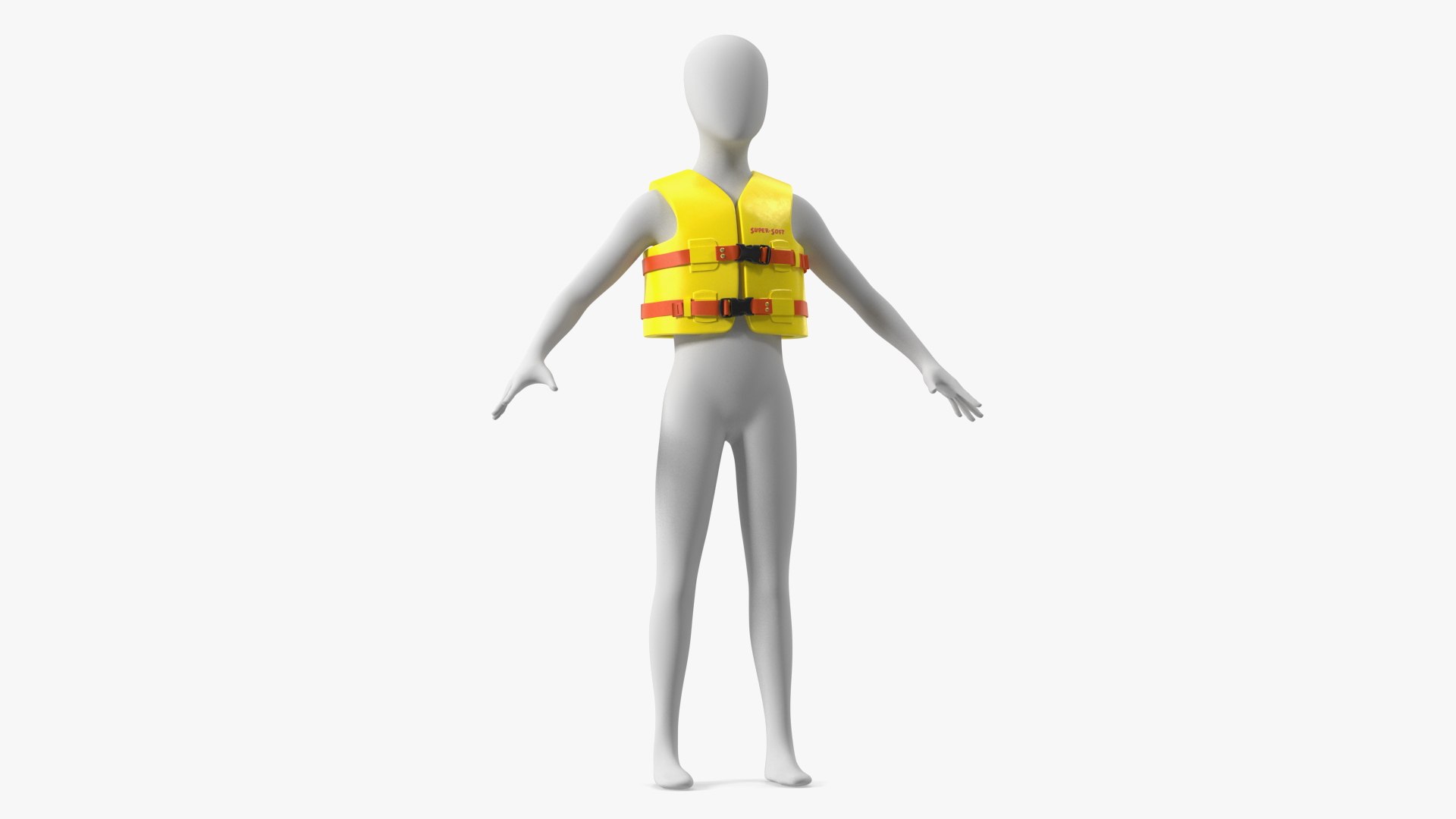 Super Soft Vinyl Coated Life Vest for Kids 3D model preview