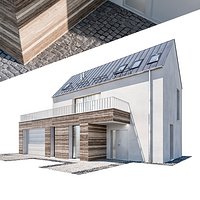 Modern house 13 at night