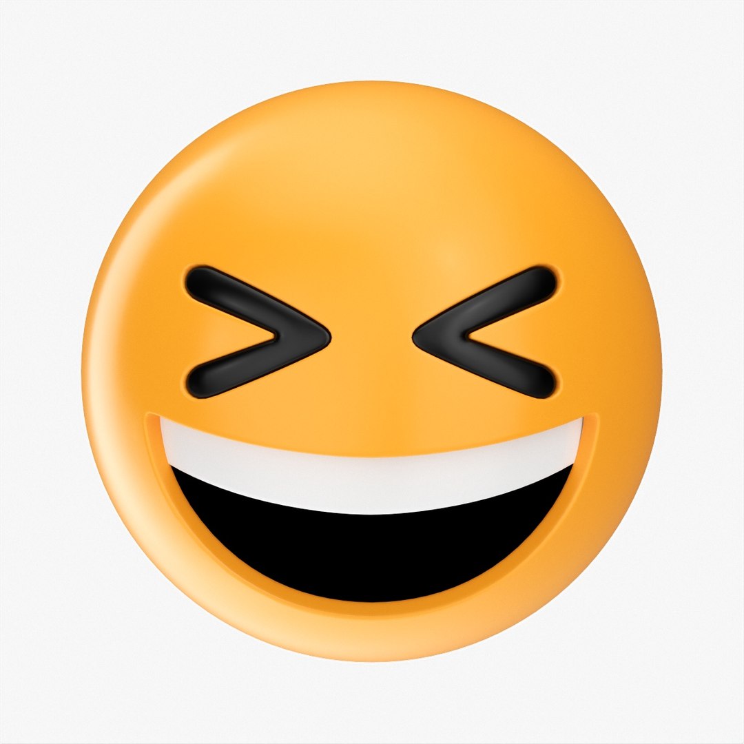 3D Emoji 019 White smiling with tightly closed eyes model - TurboSquid ...
