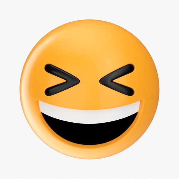 3D Emoji 019 White smiling with tightly closed eyes model