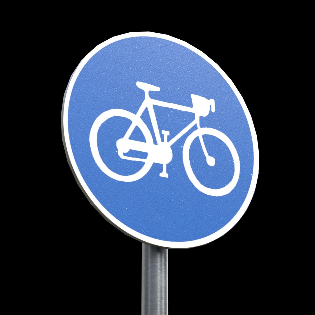 Compulsory cycle roadsign 3D model - TurboSquid 1516076