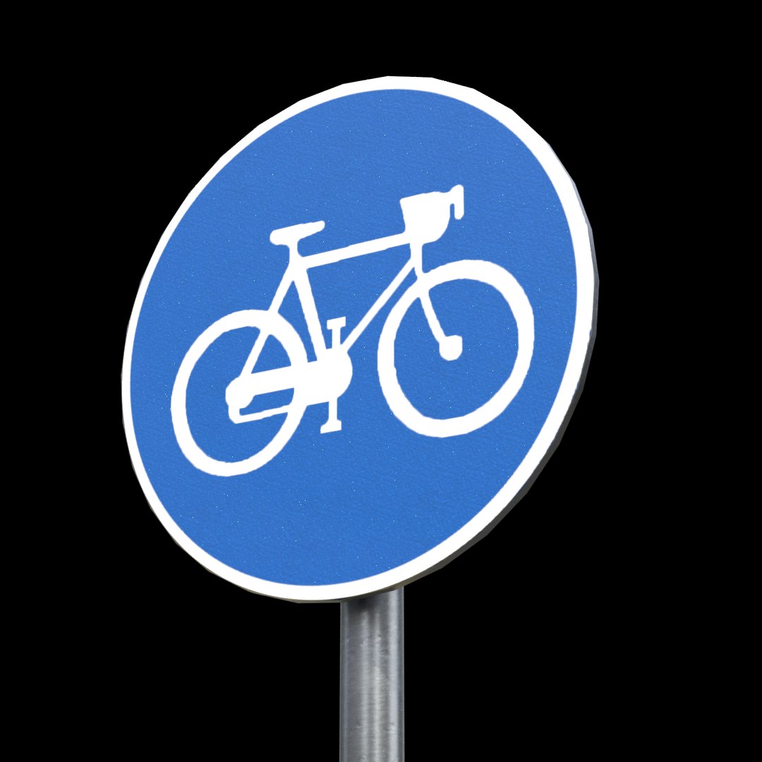 Compulsory cycle roadsign 3D model - TurboSquid 1516076