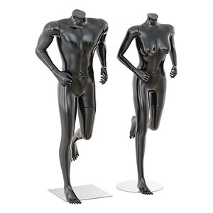 3D running mannequin man woman model