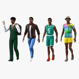 3D Light Skin Teenage Boys  Rigged Collection model