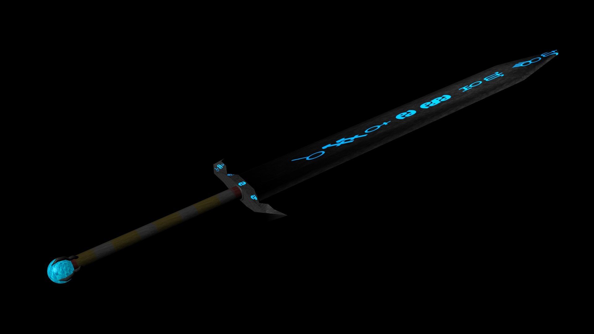 runed sword 3d model