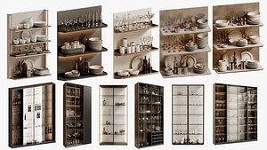 Set of Decorative sets of dishes for the kitchen 3D
