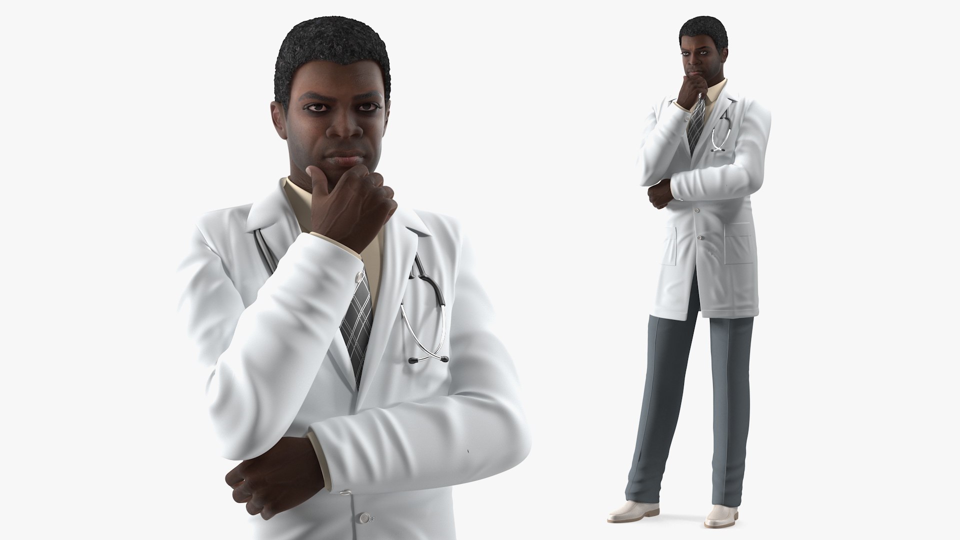 African American Male Doctor 3D model preview