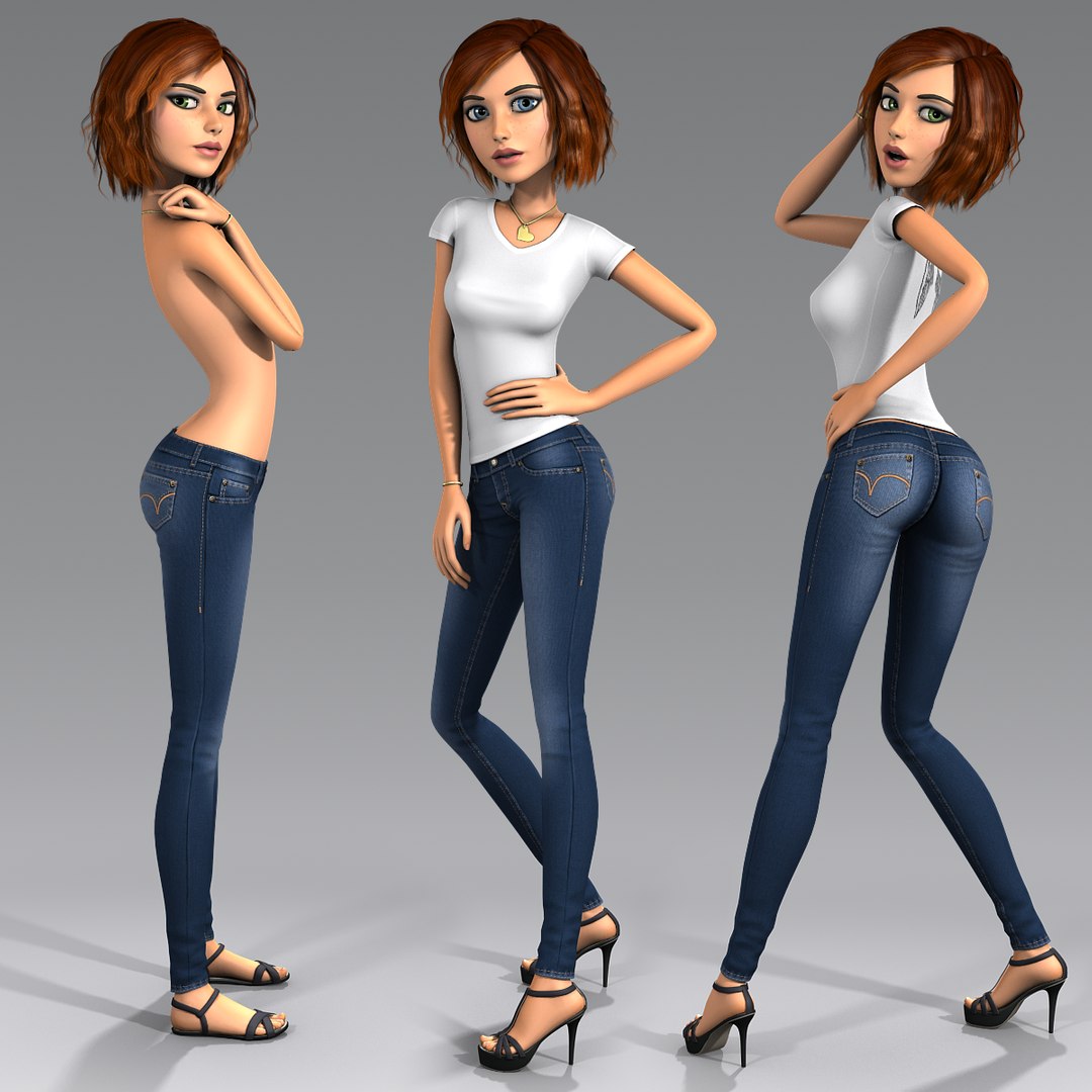 3d Model Cartoon Character Young Woman