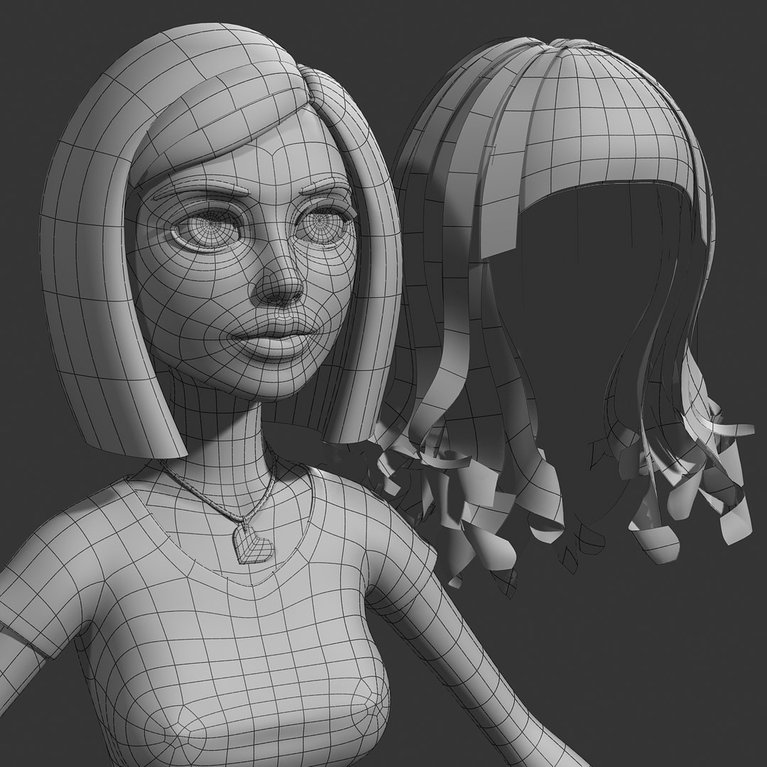 3d Model Cartoon Character Young Woman