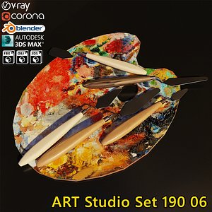 artist studio palette knifes 3D