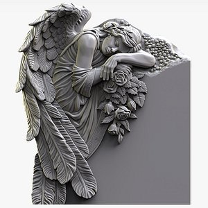 3D Sleeping Angel Memorial Relief 3D Model for CNC and 3D Printing