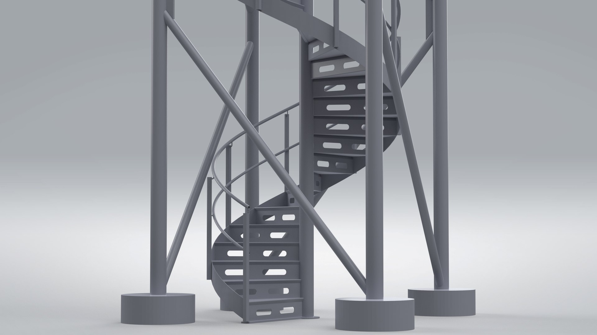 Industrial Spiral Stair Tower High Detail Modular Steel Structure ...