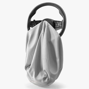 Driver Steering Wheel with Deployed Airbag 3D model