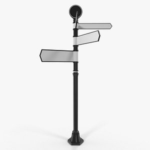 3D model blank way signpost black